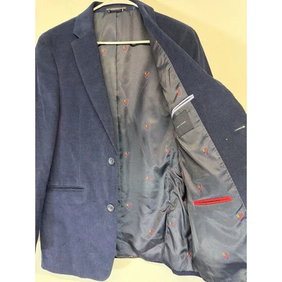 Tommy Hilfiger Men Modern-Fit Stretch Corduroy Sport Coat Cobalt Blue Cotton 40R